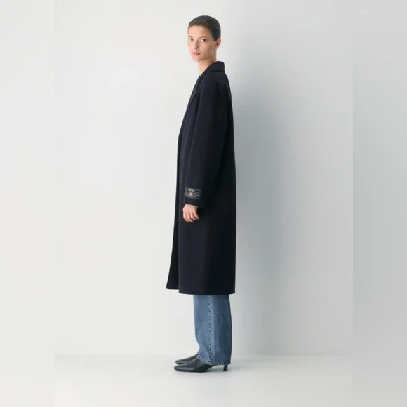 NWT Aritzia The Only Double-Faced Coat - Luxe (Re)Wool - Dark Night Navy Size XS - Picture 3 of 12